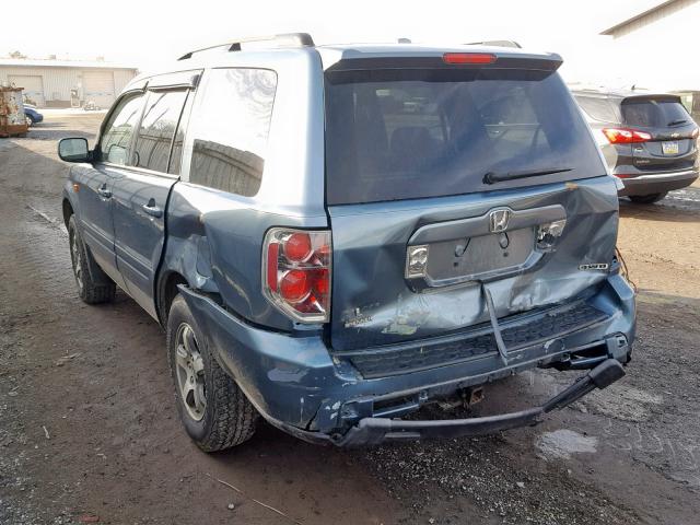 5FNYF18628B033143 - 2008 HONDA PILOT EXL BLUE photo 3