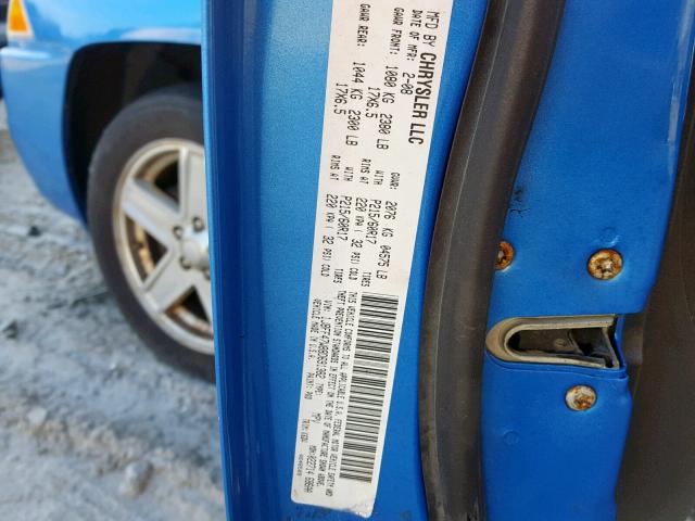 1J8FF47W88D691382 - 2008 JEEP COMPASS SP 蓝色 照片 10