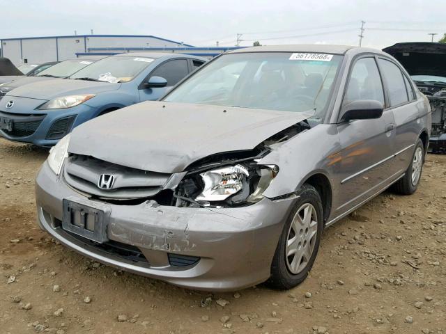 1HGES163X5L018911 - 2005 HONDA CIVIC DX V GRAY photo 2