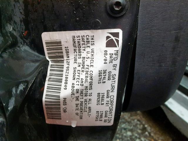 1G8AN12F95Z100849 - 2005 SATURN ION LEVEL SILVER photo 10