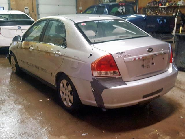 KNAFE121285524009 - 2008 KIA SPECTRA EX SILVER photo 3