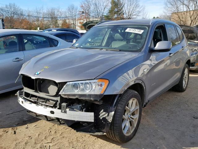 5UXWX7C5XE0E80840 - 2014 BMW X3 XDRIVE3 GRAY photo 2