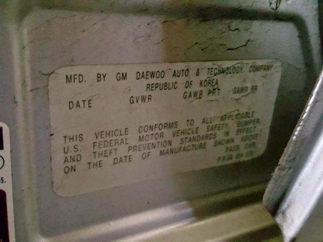 KL1TD52635B323526 - 2005 CHEVROLET AVEO BASE Gümüş foto 10