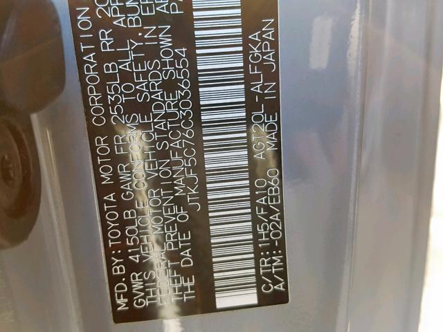 JTKJF5C76C3036554 - 2012 TOYOTA SCION TC Boz foto 10