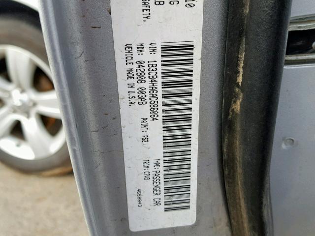 1B3CB4HA6AD586064 - 2010 DODGE CALIBER SX SILVER photo 10