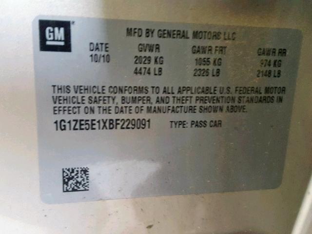 1G1ZE5E1XBF229091 - 2011 CHEVROLET MALIBU LTZ GOLD photo 10