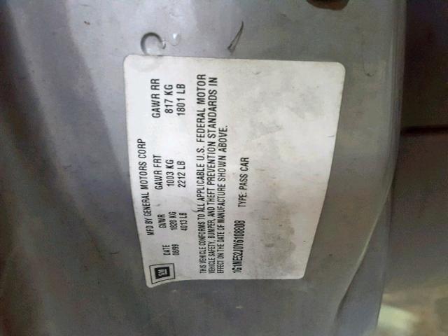 1G1NE52J0Y6108808 - 2000 CHEVROLET MALIBU LS ვერცხლისფერი ფოტო 10