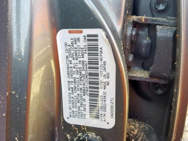 JT8UF11E2M0054467 - 1991 LEXUS LS 400 GRAY photo 10