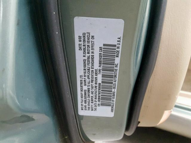 4S3BH675037606559 - 2003 SUBARU LEGACY OUT GREEN photo 10