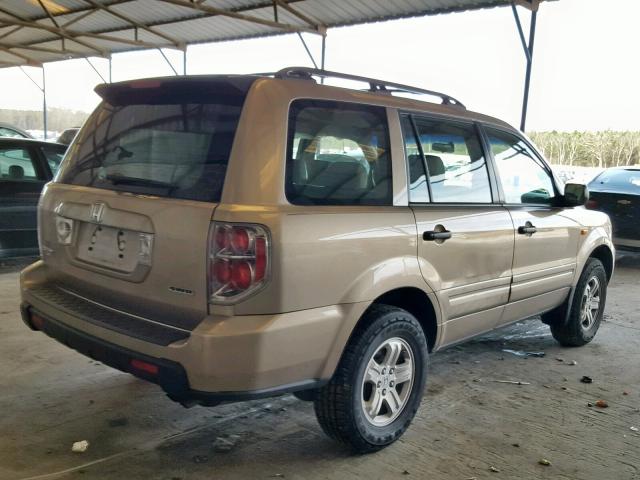 2HKYF18127H522873 - 2007 HONDA PILOT LX GOLD photo 4