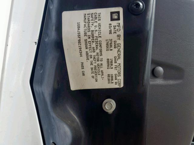 1G8AJ55F96Z194344 - 2006 SATURN ION LEVEL WHITE photo 10