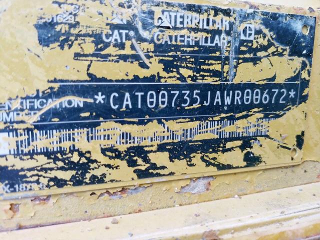 CAT00735JAWR00672 - 2005 CATERPILLAR 735 YELLOW photo 10