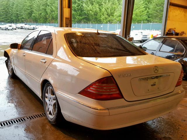 WDBNG75J23A349041 - 2003 MERCEDES-BENZ S 500 WHITE photo 3