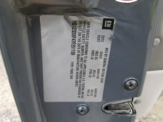 1G1ZS58F47F251109 - 2007 CHEVROLET MALIBU LS 灰色 照片 10