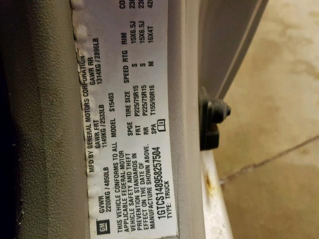 1GTCS148958257504 - 2005 GMC CANYON TAN photo 10