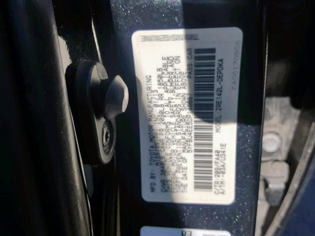 5YFBU4EE5DP146687 - 2013 TOYOTA COROLLA BA BLACK photo 10