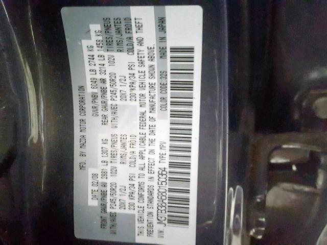 JM3TB38A680150364 - 2008 MAZDA CX-9 GRAY photo 10