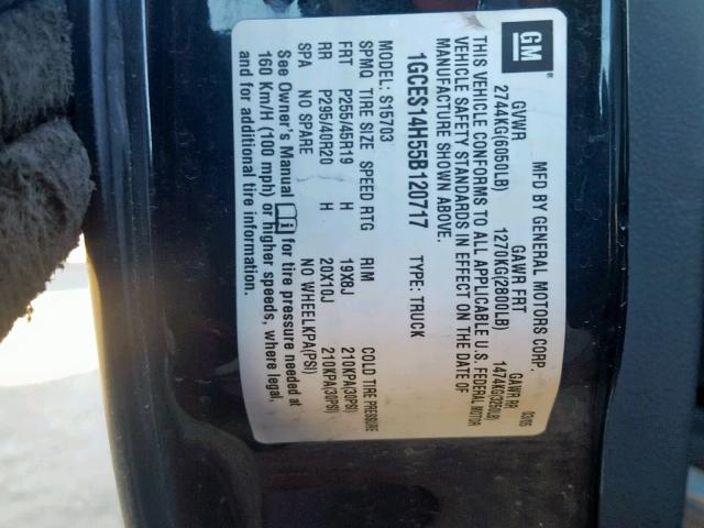 1GCES14H55B120717 - 2005 CHEVROLET SSR 黑色 照片 10