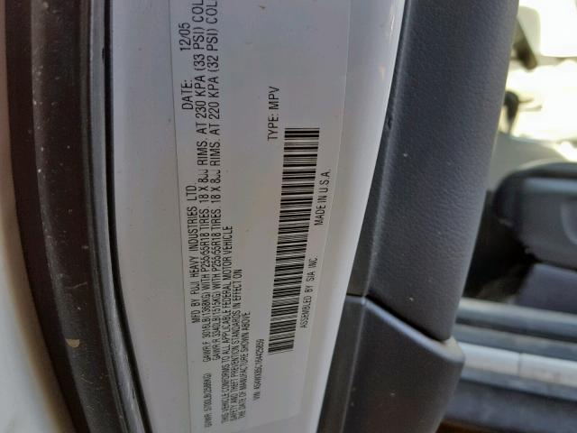 4S4WX85C164425859 - 2006 SUBARU B9 TRIBECA WHITE photo 10