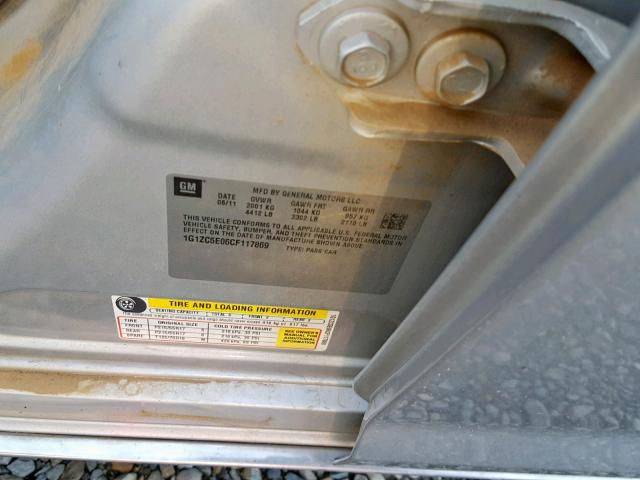 1G1ZC5E06CF117869 - 2012 CHEVROLET MALIBU 1LT 银色 照片 10