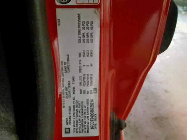 1GCDT349088229214 - 2008 CHEVROLET COLORADO L RED photo 10