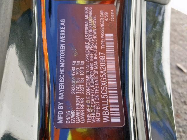 WBALL5C5XG5A20987 - 2016 BMW Z4 SDRIVE2 BLACK photo 10