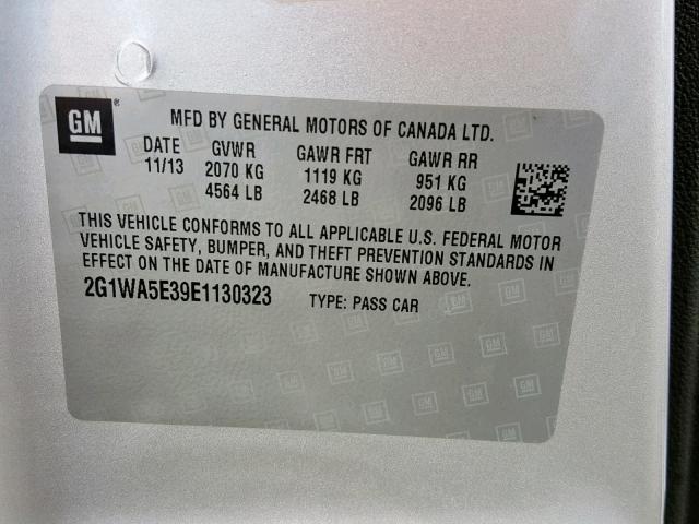 2G1WA5E39E1130323 - 2014 CHEVROLET IMPALA LIM SILVER photo 10