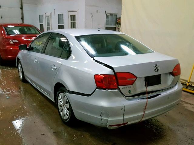 3VW2K7AJ9DM209983 - 2013 VOLKSWAGEN JETTA BASE Արծաթագույն լուսանկար 3
