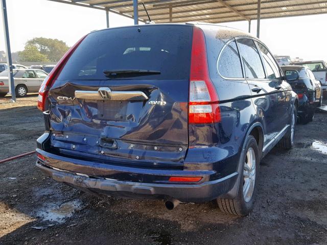 JHLRE4H78AC002051 - 2010 HONDA CR-V EXL BLUE photo 4