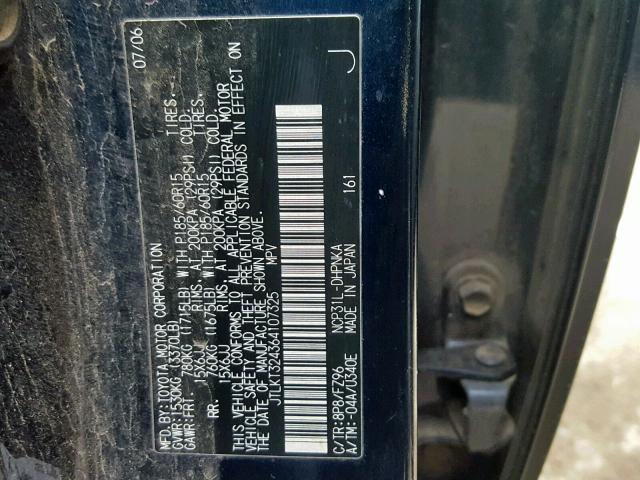 JTLKT324364107325 - 2006 TOYOTA SCION XB Көк фото 10