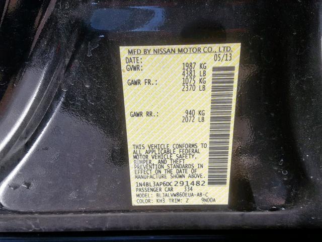 1N4BL3AP6DC291482 - 2013 NISSAN ALTIMA 3.5 BLACK photo 10