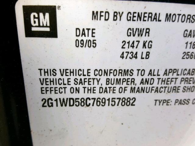 2G1WD58C769157882 - 2006 CHEVROLET IMPALA SUP 黑色 照片 10