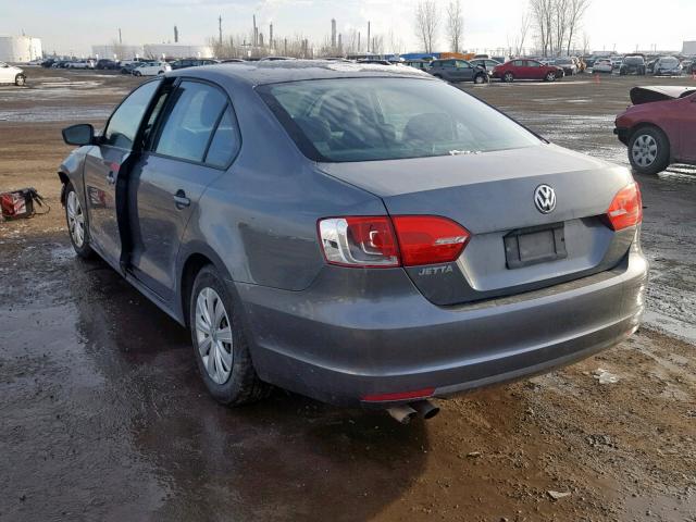 3VW2K7AJ6BM310539 - 2011 VOLKSWAGEN JETTA BASE GRAY photo 3