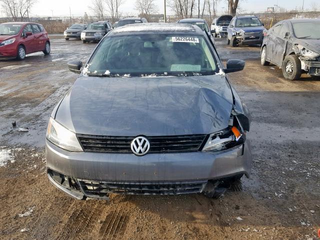 3VW2K7AJ6BM310539 - 2011 VOLKSWAGEN JETTA BASE GRAY photo 9