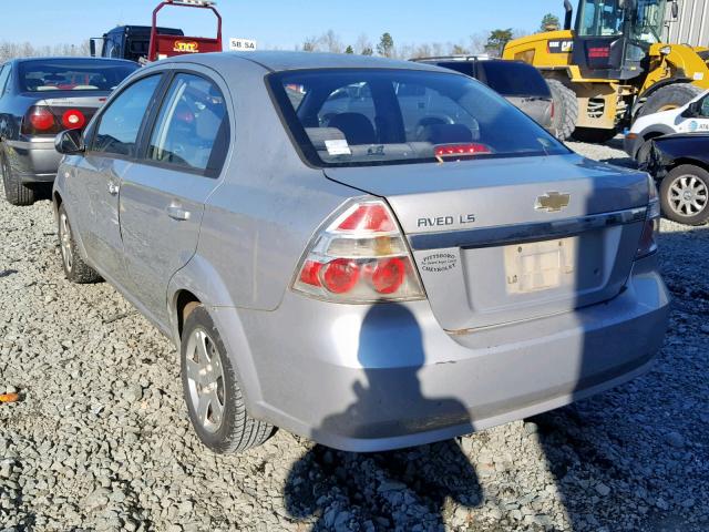 KL1TD56637B158588 - 2007 CHEVROLET AVEO BASE ვერცხლისფერი ფოტო 3