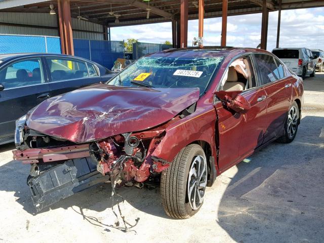 1HGCR2F80GA179593 - 2016 HONDA ACCORD EXL BURGUNDY photo 2