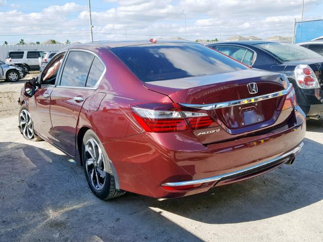 1HGCR2F80GA179593 - 2016 HONDA ACCORD EXL BURGUNDY photo 3