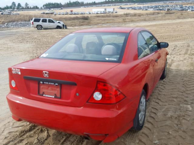 1HGEM22165L076681 - 2005 HONDA CIVIC DX V RED photo 4