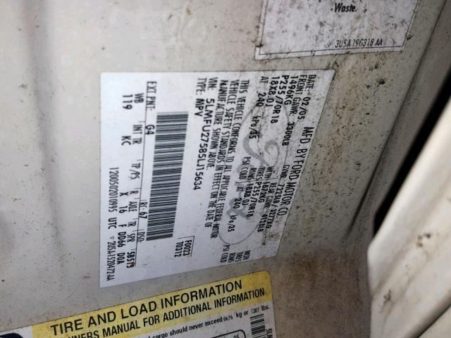 5LMFU27585LJ15634 - 2005 LINCOLN NAVIGATOR WHITE photo 10