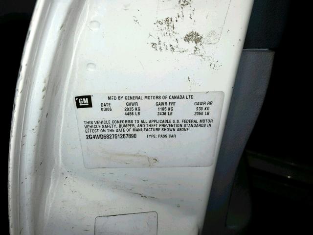 2G4WD582761267890 - 2006 BUICK LACROSSE C WHITE photo 10