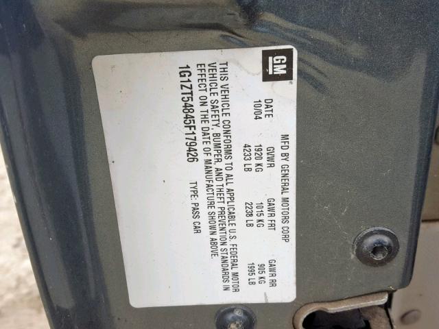 1G1ZT54845F179426 - 2005 CHEVROLET MALIBU LS 青色 照片 10