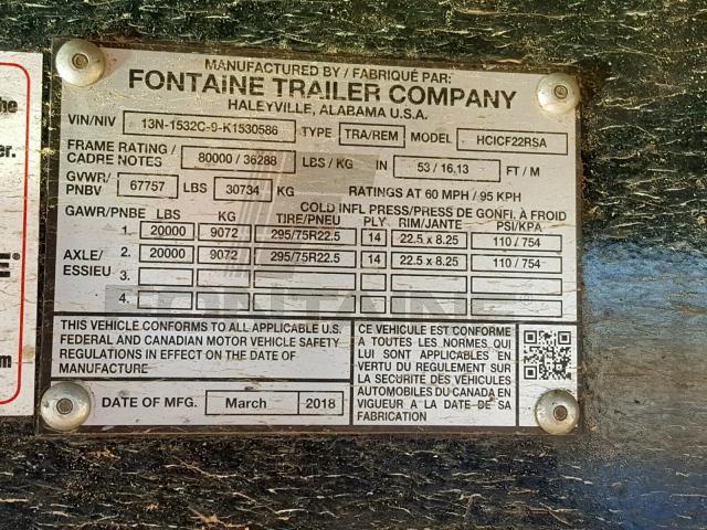 13N1532C9K1530586 - 2019 FONTAINE TRAILER SILVER photo 10