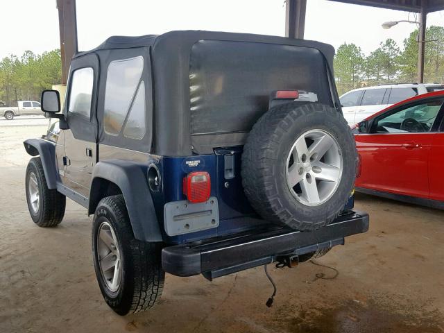 1J4FA69S83P365630 - 2003 JEEP WRANGLER / BLUE photo 3