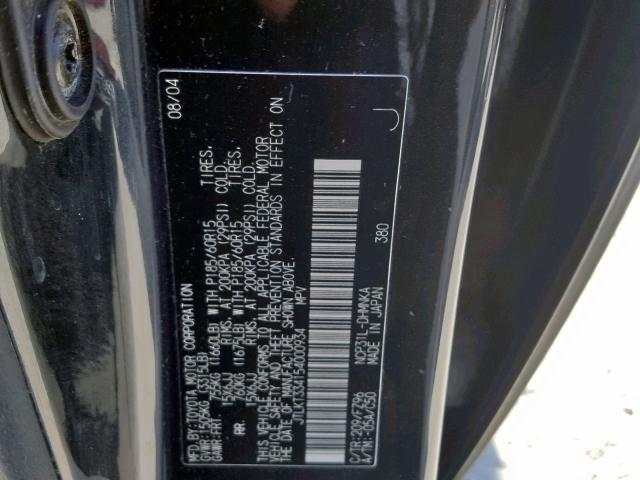 JTLKT334154000934 - 2005 TOYOTA SCION XB Қара фото 10