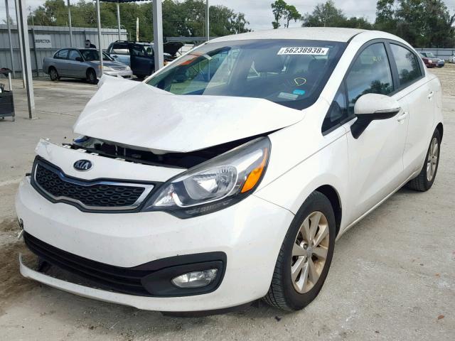 KNADN4A3XE6397785 - 2014 KIA RIO EX WHITE photo 2