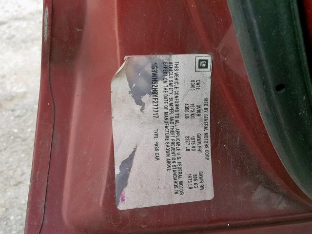1G3WH52H8YF277717 - 2000 OLDSMOBILE INTRIGUE G RED photo 10