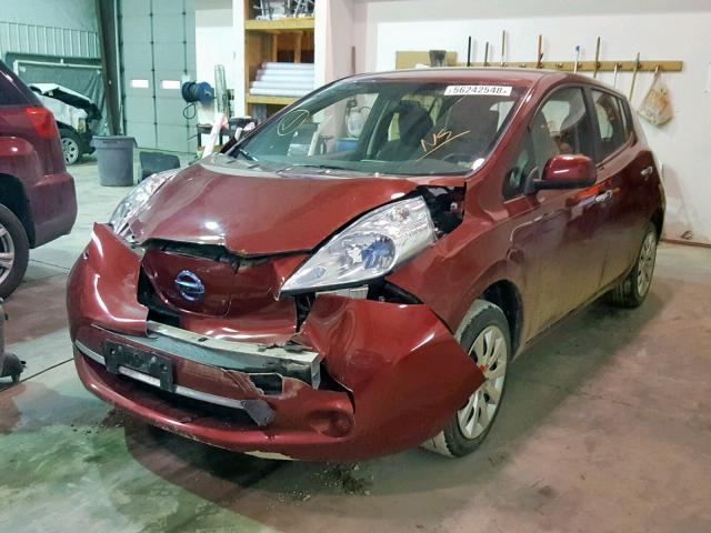 1N4AZ0CP1DC420539 - 2013 NISSAN LEAF S RED photo 2