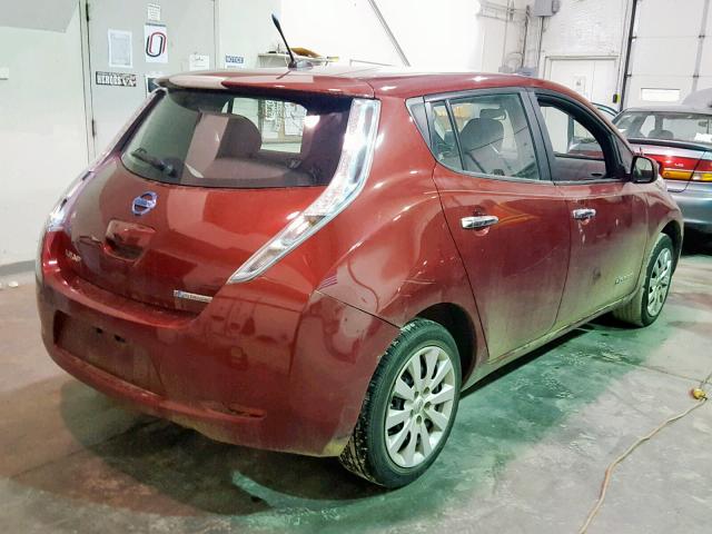 1N4AZ0CP1DC420539 - 2013 NISSAN LEAF S RED photo 4