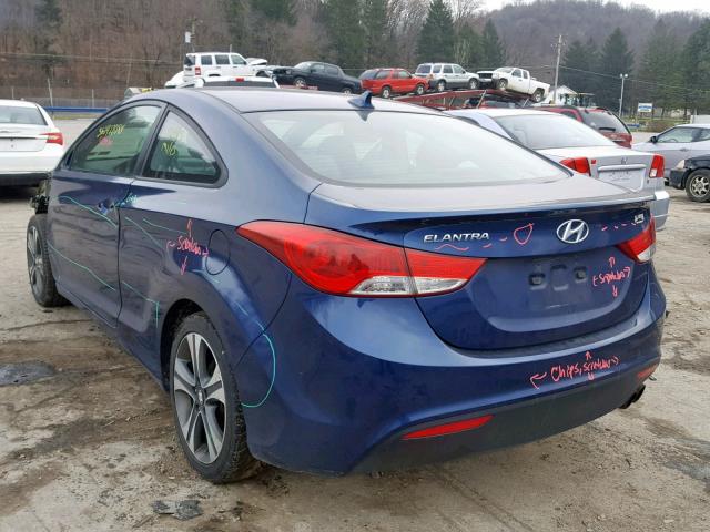 KMHDH6AE2DU009333 - 2013 HYUNDAI ELANTRA CO BLUE photo 3