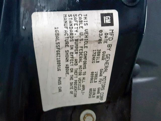 1G8AL55F66Z188916 - 2006 SATURN ION LEVEL BLUE photo 10